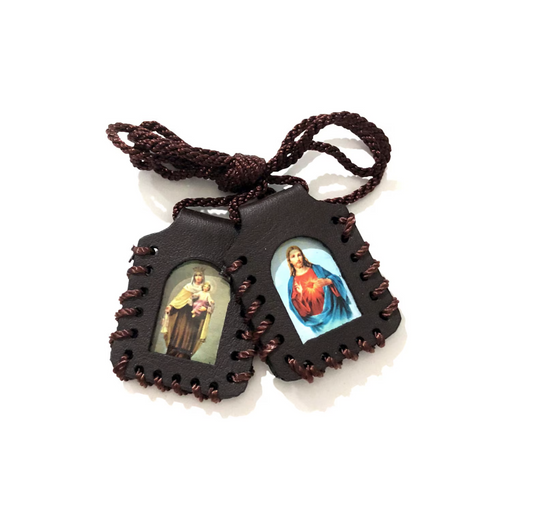 Sacred Heart of Jesus Christ and Our Lady of Mount Carmel Leather Scapular